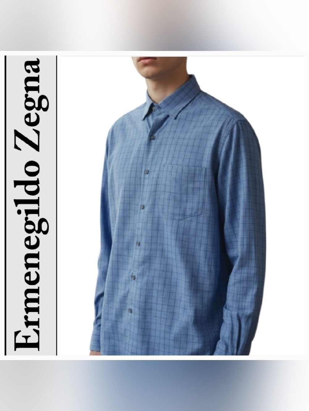 Ermenegildo Zegna Blue Stripe Men's Shirt. Medium.